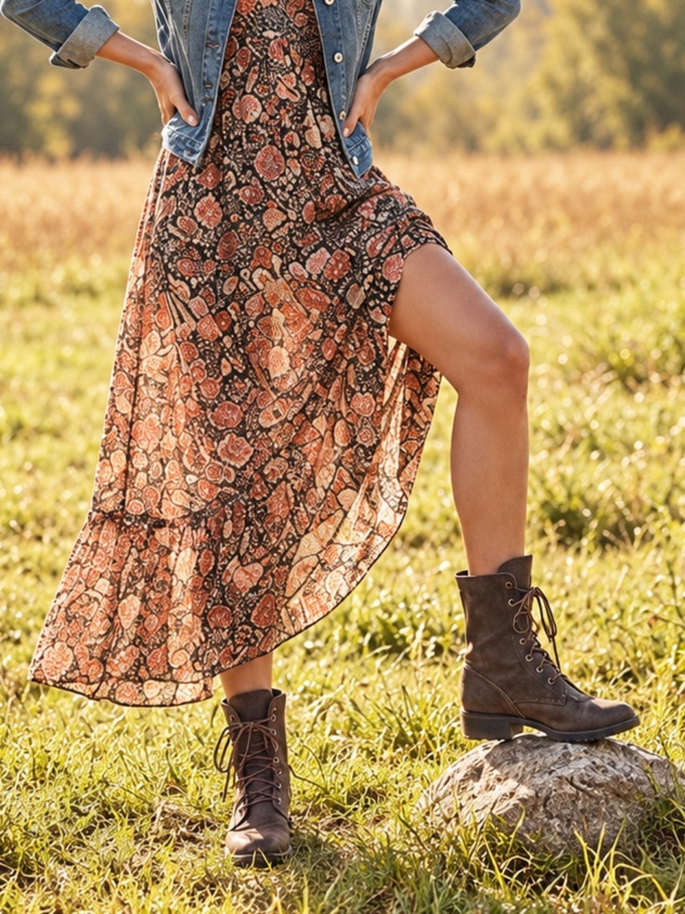 Justin Lace-up Leather Brown leather fringe boots with a western vibe. Size 6B